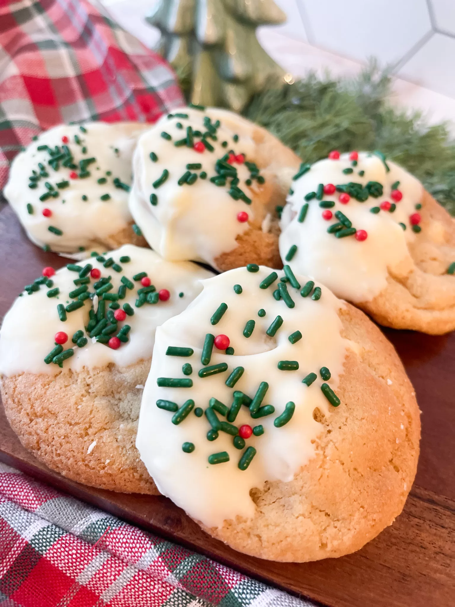 Christmas Dipped White Chocolate Chip Cookies