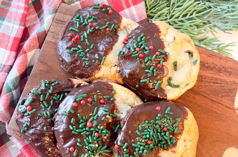 Dipped Christmas Chocolate Chip Cookies