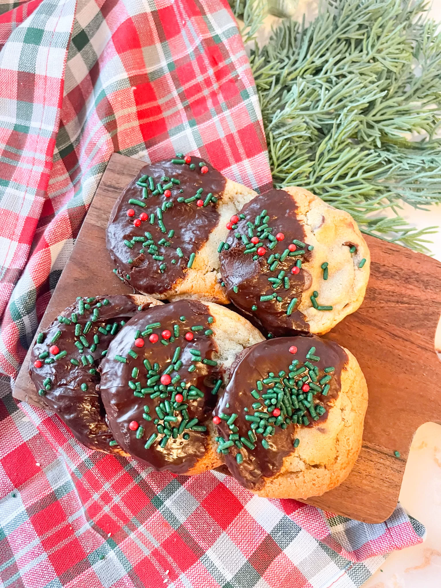 Dipped Christmas Chocolate Chip Cookies