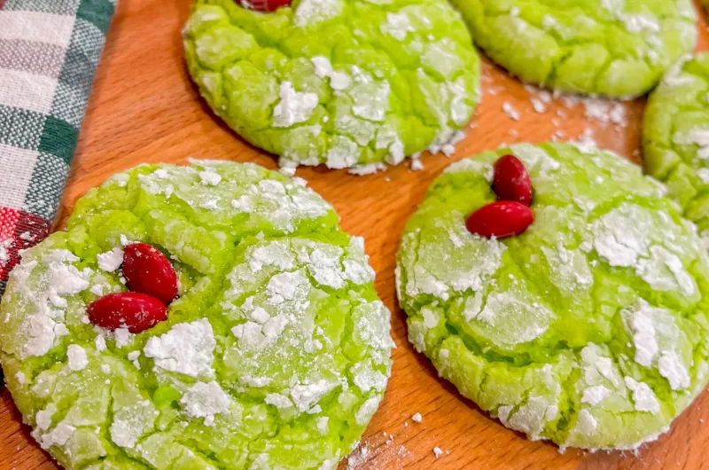 Grinch Crinkles - Easy Cake Mix Cookies