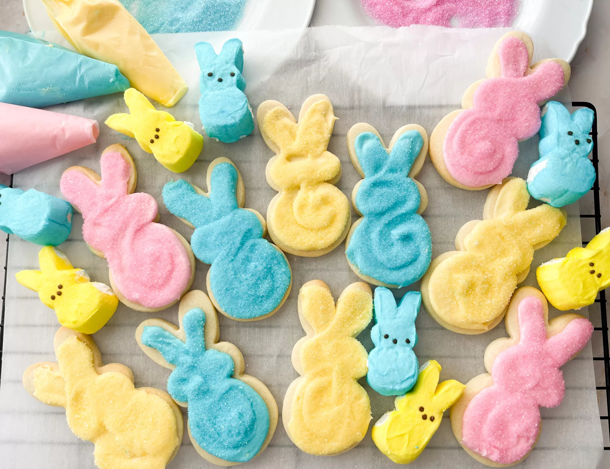 Peeps Sugar Cookies – with Marshmallow Buttercream