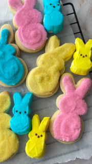 I used my classic sugar cookie cutout recipe (the one you all love!) and made a Peeps sugar cookie with marshmallow fluff buttercream- what a fun Easter treat! 

https://maegankaybakes.com/peeps-sugar-cookies-with-marshmallow-buttercream/