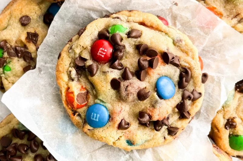 M&M Cookies with Mini Chocolate Chips- Soft and Chewy
