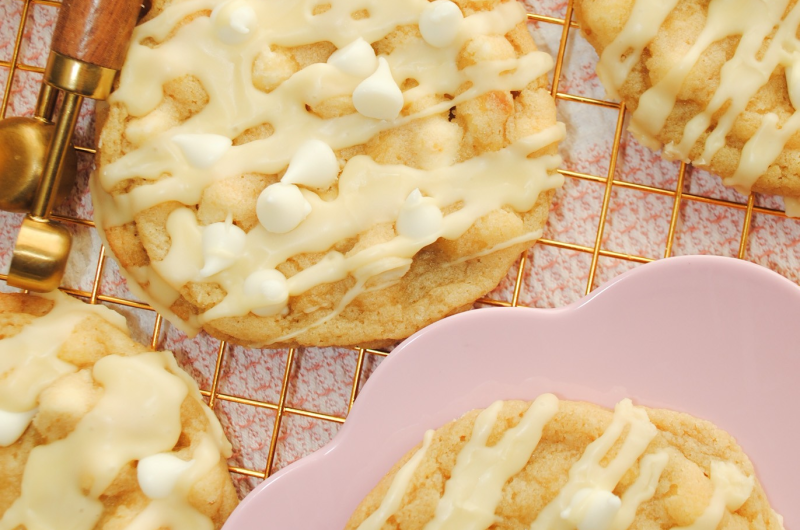 Lemon Chip Cookies with Sweet Vanilla Glaze